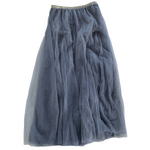 Chic Wish Skirt Women Small Grey A-Line Lined Maxi Stretch Waist Tulle Polyester